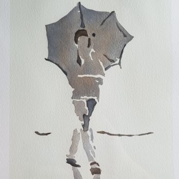 Schilderij getiteld "Rainy day" door Leonardo Arieti, Origineel Kunstwerk, Aquarel