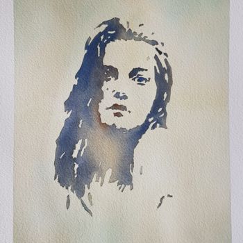 Pintura intitulada "Ritratto di ragazza…" por Leonardo Arieti, Obras de arte originais, Aquarela