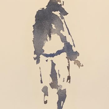 Painting titled "Uomo in trench" by Leonardo Arieti, Original Artwork, Watercolor
