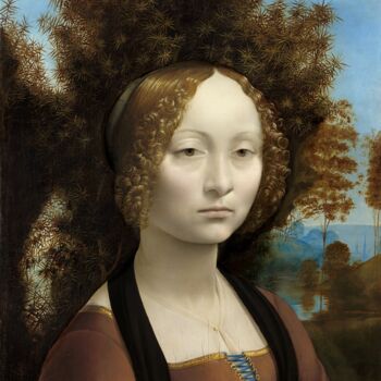 Malerei mit dem Titel "Portrait de Ginevra…" von Leonardo Da Vinci, Original-Kunstwerk, Öl