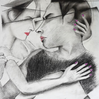 Рисунок под названием "Adão e Eva" - Leonardo Nogueira, Подлинное произведение искусства, Древесный уголь