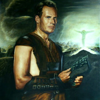 「CHARLTON HESTON」というタイトルの絵画 Adonis Charlesによって, オリジナルのアートワーク, オイル