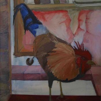 Malerei mit dem Titel ""Key West Rooster"" von Leonardo Quintela, Original-Kunstwerk