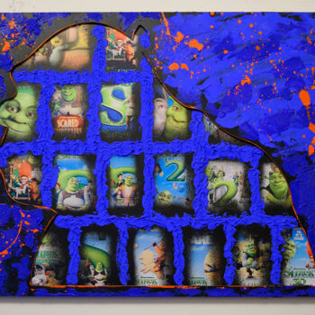 Sculpture intitulée "Shrek - Mix Media N…" par Leonard Radu Chioveanu, Œuvre d'art originale, Acrylique Monté sur Panneau de…