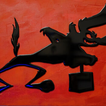Sculpture intitulée "Coyote - Mix Media…" par Leonard Radu Chioveanu, Œuvre d'art originale, Aluminium Monté sur Panneau de…