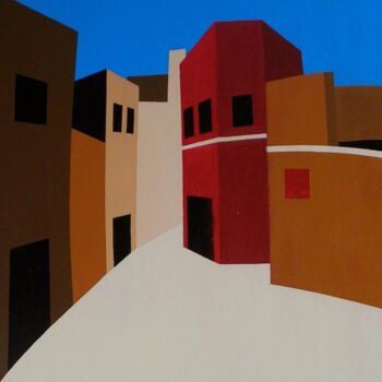 Peinture intitulée "La casa rossa" par Carmelo Leone, Œuvre d'art originale, Acrylique Monté sur Châssis en bois