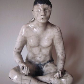 Скульптура под названием "MEDITATION" - Léone Digraci, Подлинное произведение искусства, Терракота