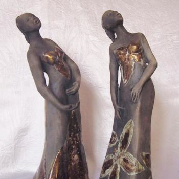 Sculptuur getiteld "DUO VOCAL" door Léone Digraci, Origineel Kunstwerk, Keramiek