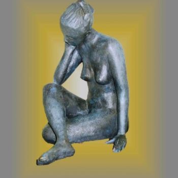 Skulptur mit dem Titel "MELANCOLITUDE" von Léone Digraci, Original-Kunstwerk, Terra cotta