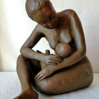 Sculpture intitulée "PREMIERS ECHANGES" par Léone Digraci, Œuvre d'art originale, Céramique