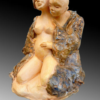 Sculpture titled "BOUTON DE VIE" by Léone Digraci, Original Artwork, Ceramics
