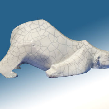 Escultura titulada "ours-blanc-modifie-…" por Léone Digraci, Obra de arte original, Cerámica