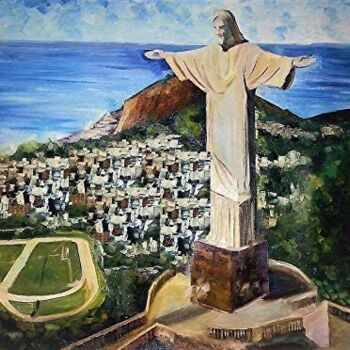 Malarstwo zatytułowany „Cristo de Corcovado” autorstwa Leonid Afremov Studio, Oryginalna praca, Olej