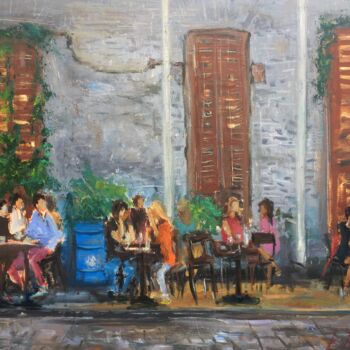 Painting titled "old-jaffa-cafe-sout…" by Leonid Khomich, Original Artwork, Oil