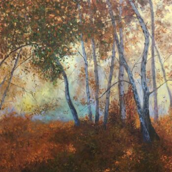 Картина под названием "autumn-landscape-oi…" - Leonid Khomich, Подлинное произведение искусства, Масло