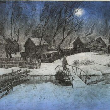 Картина под названием "Night light" - Leonid Zikeev, Подлинное произведение искусства