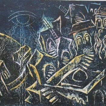 Pittura intitolato "Zefat-holi city" da Leonid Zikeev, Opera d'arte originale