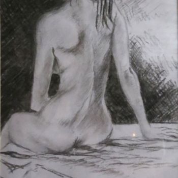 Dessin intitulée "Nude" par Leonora De Lange, Œuvre d'art originale, Fusain