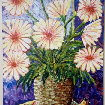 Painting titled "As nove flores com…" by Léo Óscar, Original Artwork, Acrylic Mounted on Wood Stretcher frame