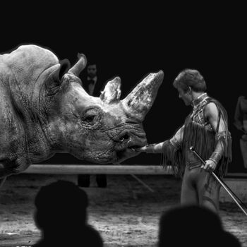 Fotografia zatytułowany „Die Nashorndressur” autorstwa Leopold Brix, Oryginalna praca, Fotografia filmowa