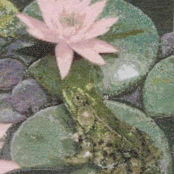Artisanat intitulée "Lily & Frog (Nenúfa…" par Leorie, Œuvre d'art originale
