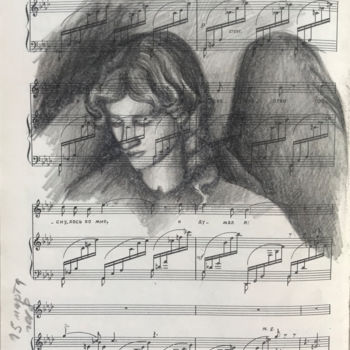 Drawing titled "ANGEL. Charcoal and…" by Leo Schteinberg, Original Artwork, Charcoal