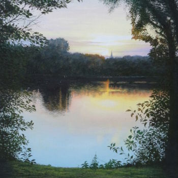Painting titled "Abend Am Lago Lapre…" by Leo Windeln, Original Artwork, Oil