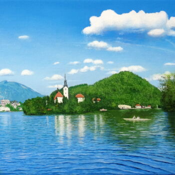 Painting titled "Bled" by Leo Windeln, Original Artwork, Oil