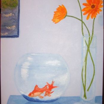 「Goldfishes」というタイトルの絵画 Lepanによって, オリジナルのアートワーク, オイル