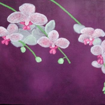 Painting titled "Orchids" by Lepan, Original Artwork, Oil