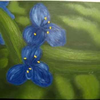 Painting titled "Blue flowers" by Lepan, Original Artwork, Oil