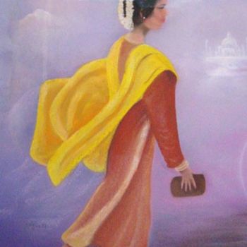 Peinture intitulée "La Mariée Indienne" par Maryvonne Lepinoy (MARLEN), Œuvre d'art originale