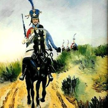 Картина под названием "Le hussard d'après…" - Maryvonne Lepinoy (MARLEN), Подлинное произведение искусства, Масло