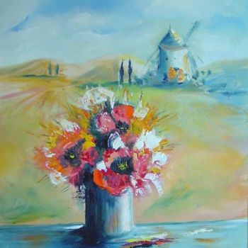 Painting titled "le moulin" by Maryvonne Lepinoy (MARLEN), Original Artwork