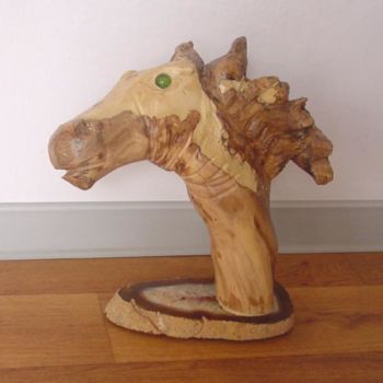 Escultura titulada "cheval en vigne" por Maryvonne Lepinoy (MARLEN), Obra de arte original