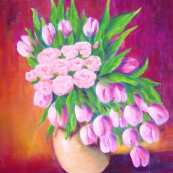 Pintura intitulada "Les tulipes" por Maryvonne Lepinoy (MARLEN), Obras de arte originais