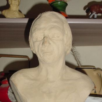 Скульптура под названием "Le barbu" - Maryvonne Lepinoy (MARLEN), Подлинное произведение искусства, Керамика