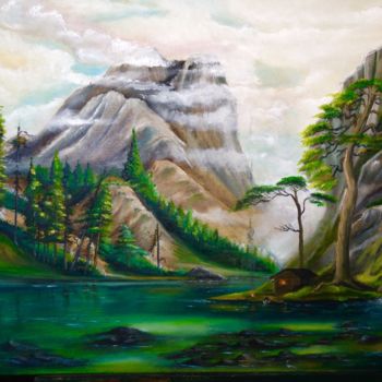 Peinture intitulée "emerald-river.jpg" par Le Prisma, Œuvre d'art originale, Huile