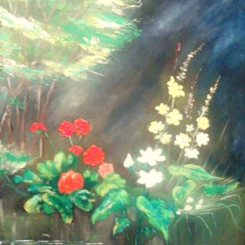 Painting titled "glowing-leaves.jpg" by Le Prisma, Original Artwork, Oil
