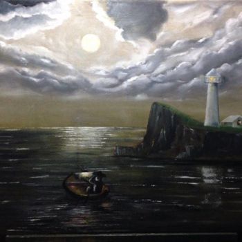Painting titled "moonrise.jpg" by Le Prisma, Original Artwork, Oil