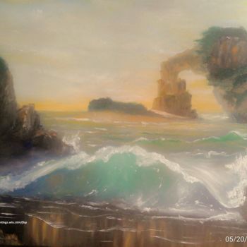 Painting titled "misty-shore.jpg" by Le Prisma, Original Artwork, Oil