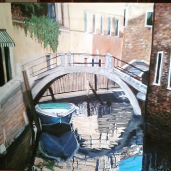 Pintura intitulada "Pont à Venise" por Marie Christine Le Quer, Obras de arte originais, Óleo