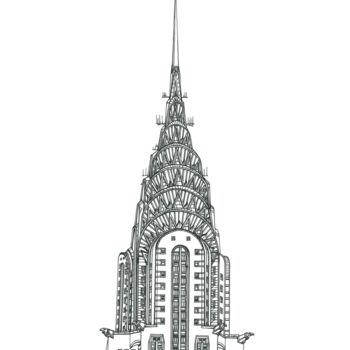 Рисунок под названием "Chrysler Building" - Lera Ryazanceva, Подлинное произведение искусства, Чернила