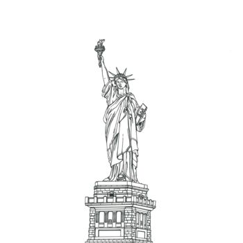 Rysunek zatytułowany „Statue of Liberty” autorstwa Lera Ryazanceva, Oryginalna praca, Atrament