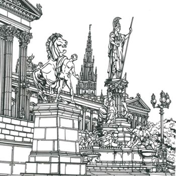 Desenho intitulada "Vienna" por Lera Ryazanceva, Obras de arte originais, Tinta