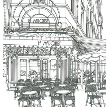 제목이 "Cafe in Paris "La M…"인 그림 Lera Ryazanceva로, 원작, 잉크