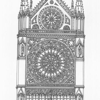 Рисунок под названием "The Notre Dame Cath…" - Lera Ryazanceva, Подлинное произведение искусства, Чернила