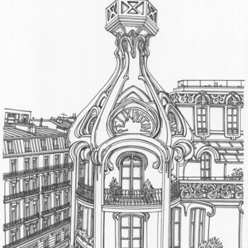 Disegno intitolato "Felix Potin Paris" da Lera Ryazanceva, Opera d'arte originale, Penna gel