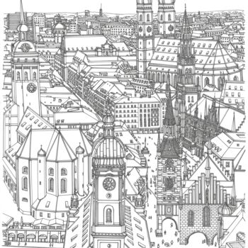 Drawing titled "Munich" by Lera Ryazanceva, Original Artwork, Ink