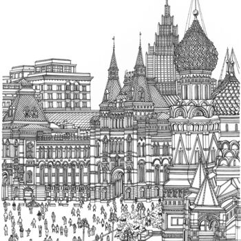 제목이 "Moscow Red Square"인 그림 Lera Ryazanceva로, 원작, 잉크